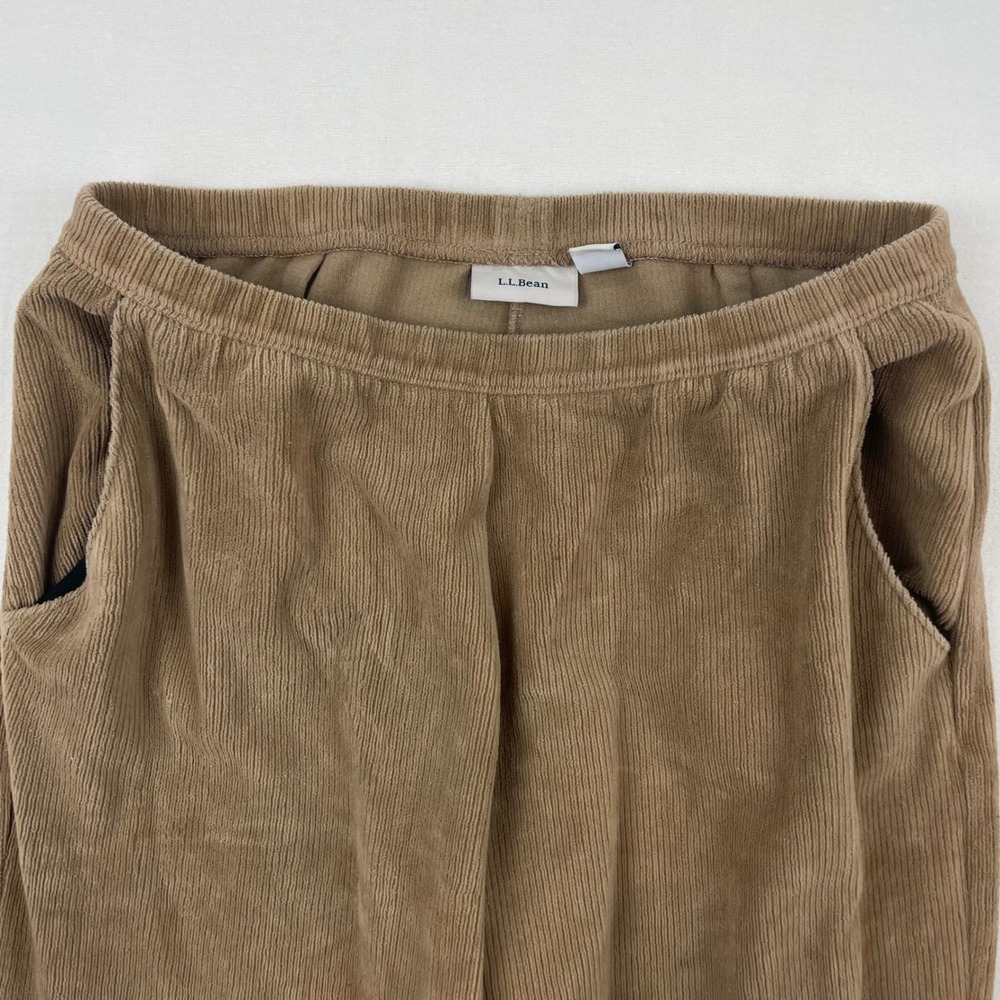 LL Bean Mens Tan Corduroy Elastic Waist Wide Leg Pants‎ Brown M Regular 0112